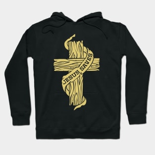 Wooden cross and the inscription "Jesus saves" Hoodie